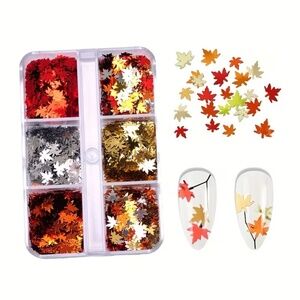 Autumnal Maple Leaf Nail Art Multi-Color Acrylic Metallic Decals